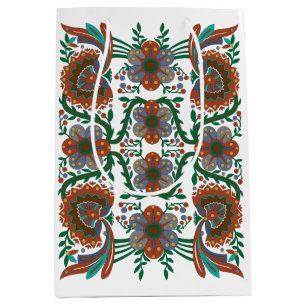 Sac Cadeau Moyen motif d'art populaire fleuri estonien vintage