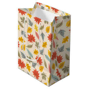 Sac Cadeau Moyen Motif d'automne feuille colorée