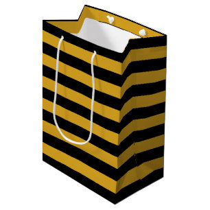 Sac Cadeau Moyen Motif de bandes jaunes noires {choisissez votre co