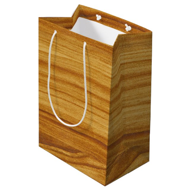 Sac Cadeau Moyen Motif de bois naturel (Dos Angle)