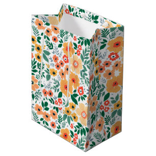 Sac Cadeau Moyen Motif de Bouquet de jardin coloré