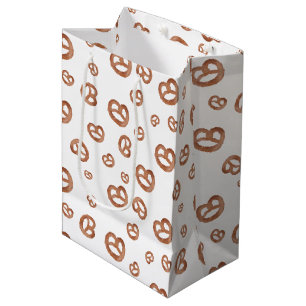 Sac Cadeau Moyen Motif de Bretzel Aquarelle Douce Salée