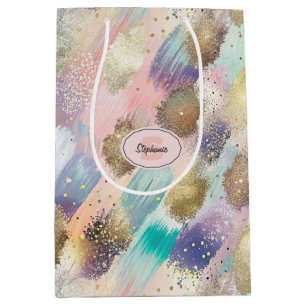 Sac Cadeau Moyen Motif de brosse diagonale dynamique