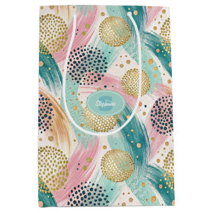 Sac Cadeau Moyen Motif de brosse et de point Abstrait - Accents Gol