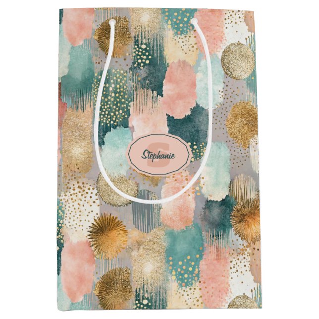 Sac Cadeau Moyen Motif de brosse vertical dynamique (2) (Devant)