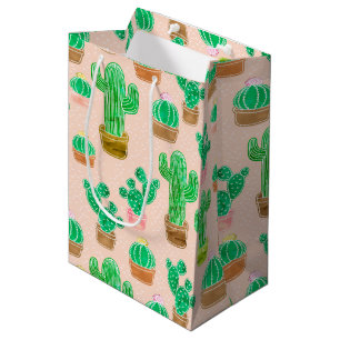 Sac Cadeau Moyen Motif de cactus pointillés