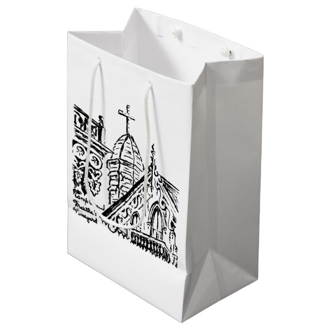 Sac Cadeau Moyen Motif de campement par Babbie - Martha's Vineyard (Devant Angle)