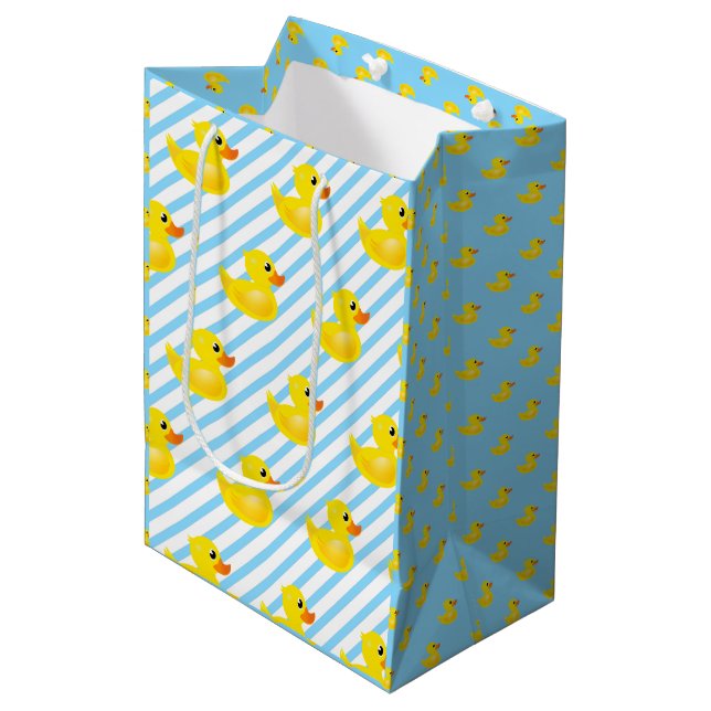 Sac Cadeau Moyen Motif de canard en caoutchouc jaune Kawaii (Devant Angle)