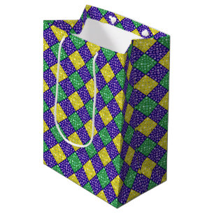 Sac Cadeau Moyen Motif de carnaval de diamant de harlequin de mardi
