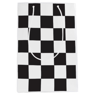 Sac Cadeau Moyen motif de carte À damiers noir et blanc Abstrait