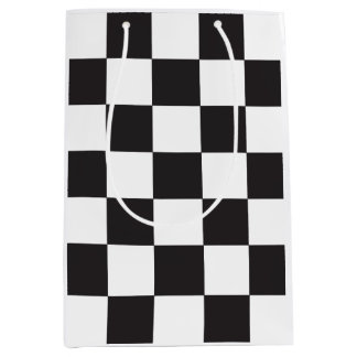 Sac Cadeau Moyen motif de carte À damiers noir et blanc Abstrait