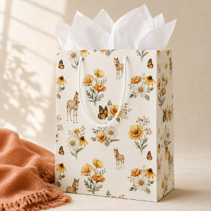 Sac Cadeau Moyen Motif de cheval et de papillon de fleur sauvage vi
