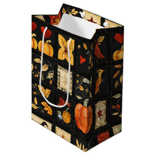 Sac Cadeau Moyen Motif de courtepointe d'art populaire d'automne   