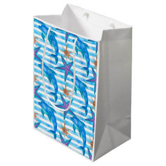 Sac Cadeau Moyen Motif de dauphin d'aquarelle