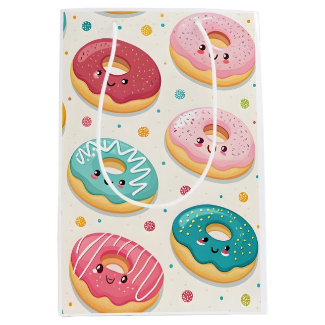 Sac Cadeau Moyen Motif de Donuts (Devant)