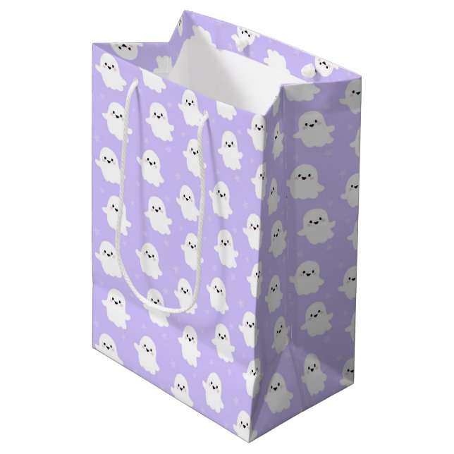 Sac Cadeau Moyen Motif de fantôme violet mignon – Conception d'Hall (Devant Angle)