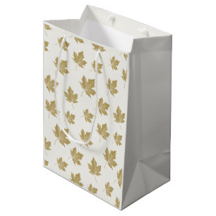 Sac Cadeau Moyen Motif de feuille d'érable d'or antique