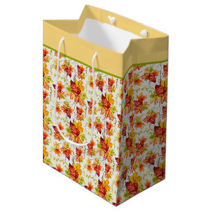 Sac Cadeau Moyen Motif de feuilles d'érable d'automne