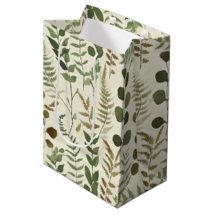 Sac Cadeau Moyen Motif de feuilles pressées botaniques – Impression