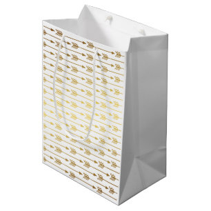 Sac Cadeau Moyen Motif de flèches de feuille d'or de Faux