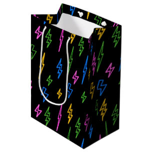 Sac Cadeau Moyen Motif de foudre Retro Neon des années 80