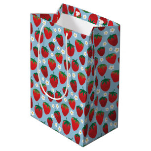 Sac Cadeau Moyen Motif de fraises sucrées