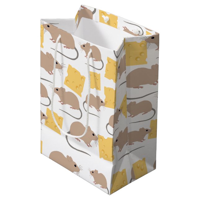 Sac Cadeau Moyen Motif de fromage mignon rongeur de la souris (Devant Angle)