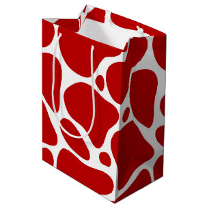 Sac Cadeau Moyen Motif de girafe rouge et blanc