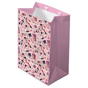 Sac Cadeau Moyen Motif de maquillage à l'aquarelle avec des fleurs