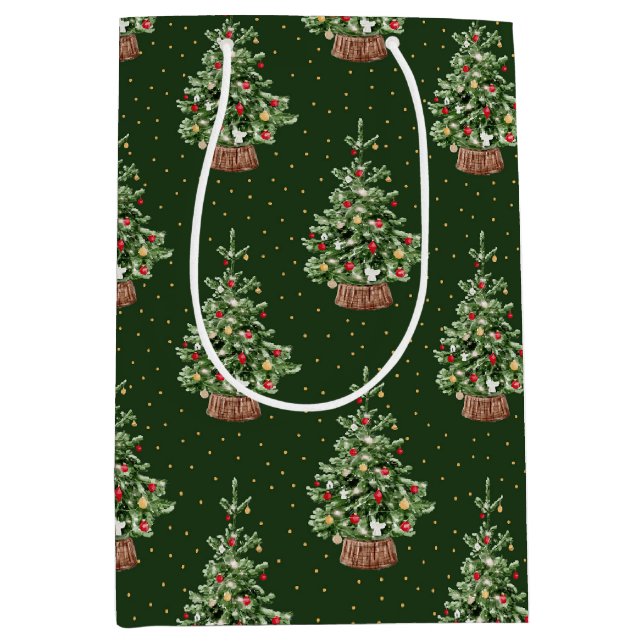 Sac Cadeau Moyen Motif de Noël Classique (Devant)