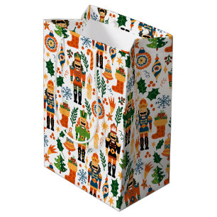 Sac Cadeau Moyen Motif de Noël coloré avec des crapets