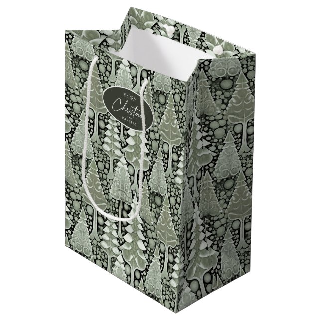 Sac Cadeau Moyen Motif de Noël Green Earth #6 ID1009 (Devant Angle)