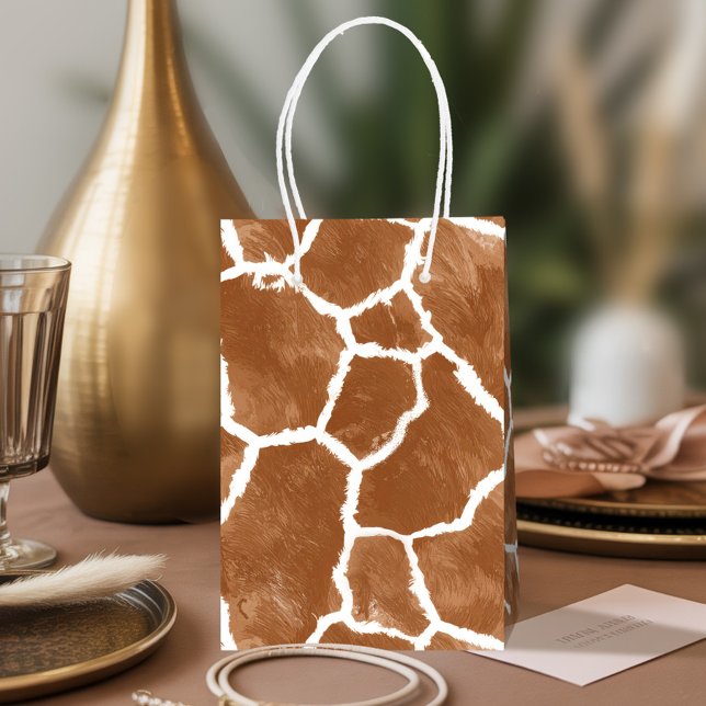 Sac Cadeau Moyen Motif de peau de girafe Marron Selle ID1152 (Créateur téléchargé)