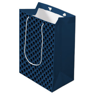 Sac Cadeau Moyen Motif de petits crânes bleus et noirs pour Hallowe
