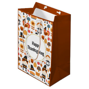 Sac Cadeau Moyen Motif de récolte de pèlerins d'action de grâce