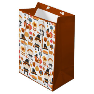 Sac Cadeau Moyen Motif de récolte de pèlerins d'action de grâce