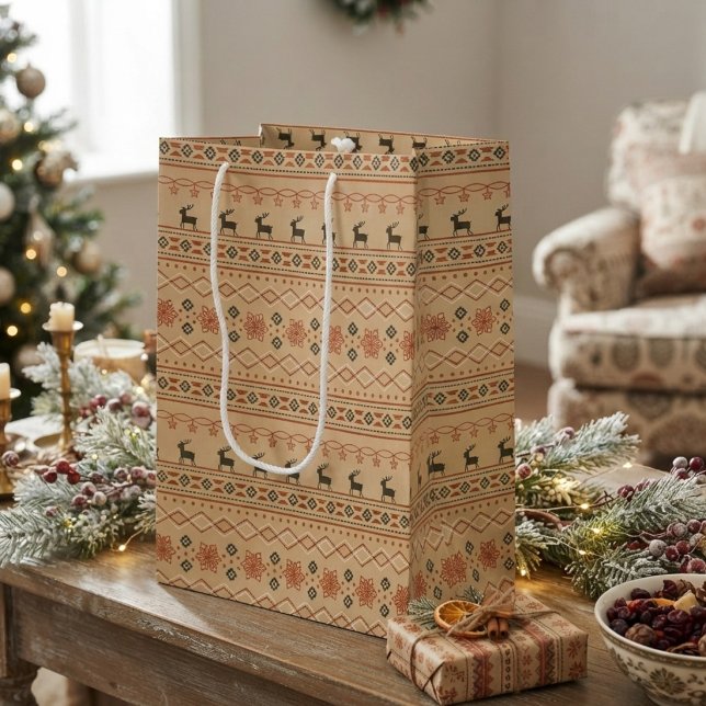 Sac Cadeau Moyen Motif de Renne pour Pull de Noël (Créateur téléchargé)