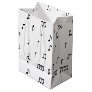 Sac Cadeau Moyen Motif de symboles Black & White Music Notes