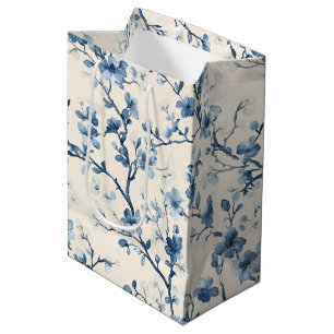 Sac Cadeau Moyen Motif de toile florale vintage bleu (4)