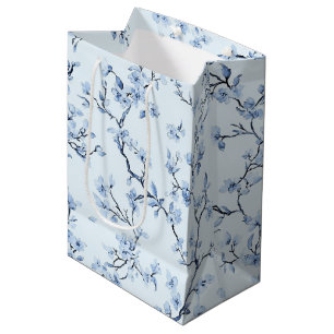 Sac Cadeau Moyen Motif de toile florale vintage bleu (9)
