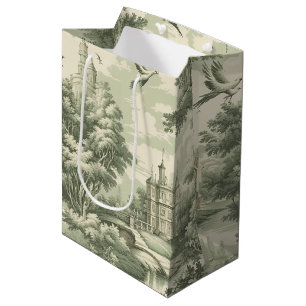 Sac Cadeau Moyen Motif de toile scénique verte française historique