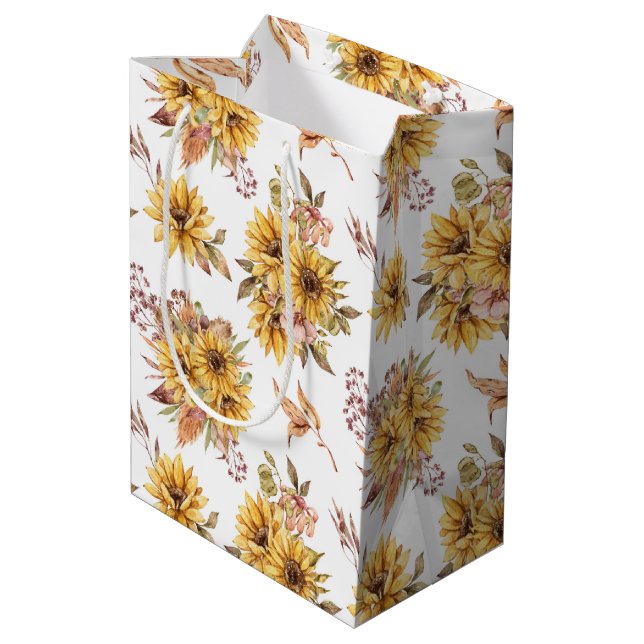 Sac Cadeau Moyen Motif de tournesols (Dos Angle)