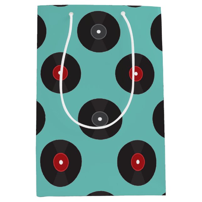 Sac Cadeau Moyen Motif des enregistrements Retro Jukebox (Devant)