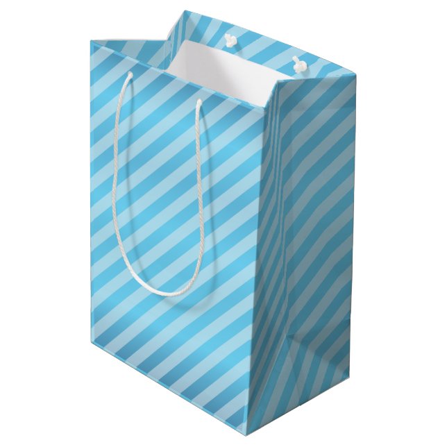 Sac Cadeau Moyen Motif diagonal de rayure de bleus layette (Dos Angle)