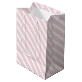 Sac Cadeau Moyen Motif diagonal rose et blanc