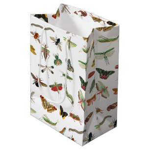 Sac Cadeau Moyen Motif d'illustration coloré d'insectes Vintages