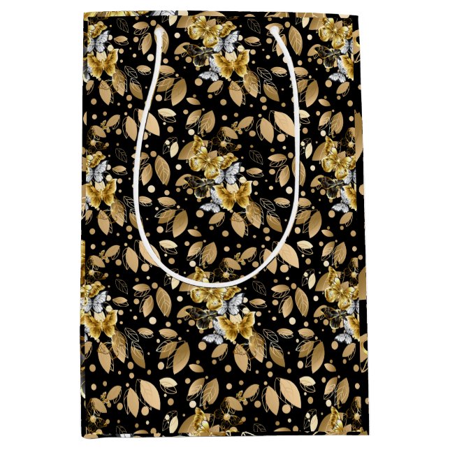 Sac Cadeau Moyen Motif d'or 06,bw Black BG (Devant)