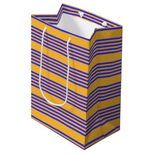 Sac Cadeau Moyen Motif électrique bleu et jaune cinq bandes