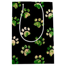 Motif Empreinte de patte texturé noir vert