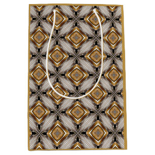 Sac Cadeau Moyen Motif en bronze doré du kaléidoscope